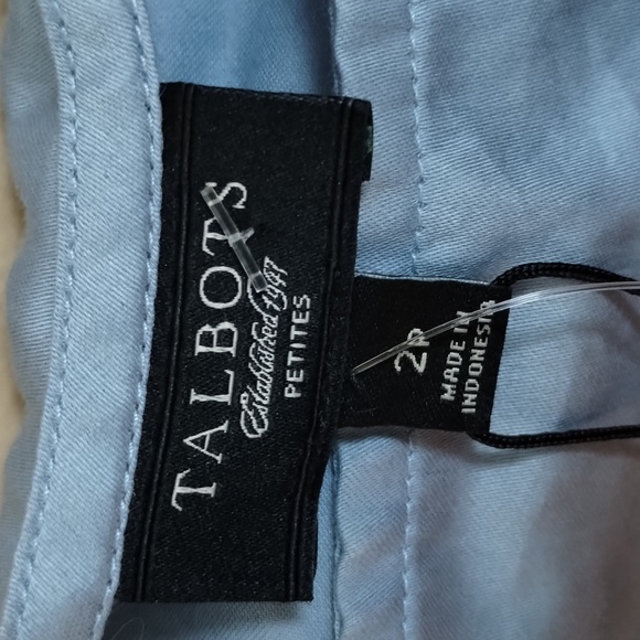 Talbots Ruffle Cotton Top Blue Sleeveless 2 Petite S2011 NWT - Picture 2 of 5